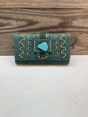 Montana West American Bling Embossed Crossbody Wallet Purse - Turquoise,